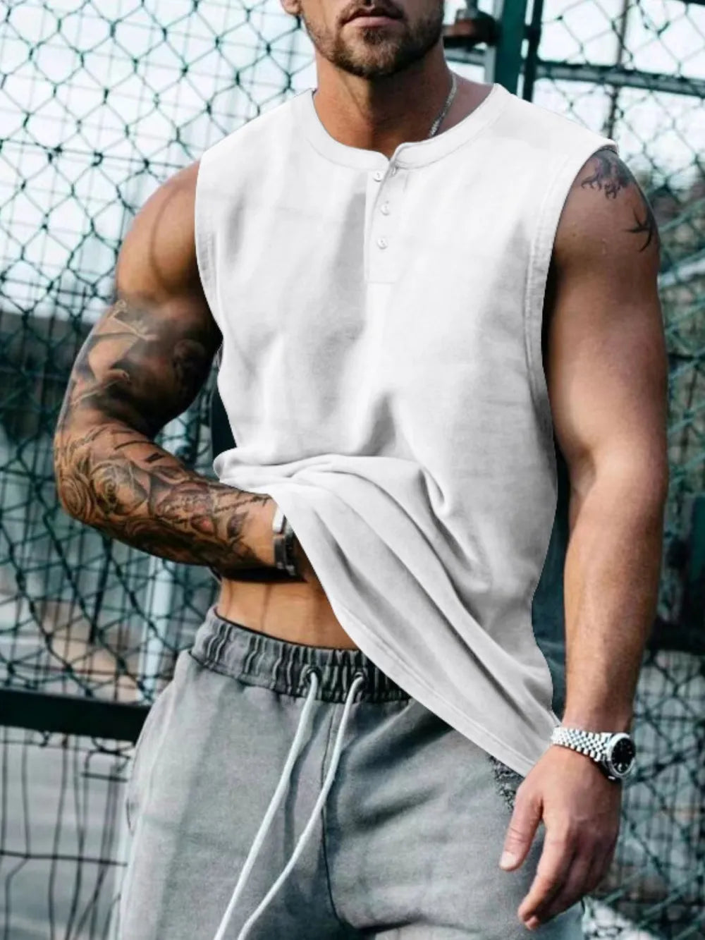 Men's Plus Size Round Neck Tank