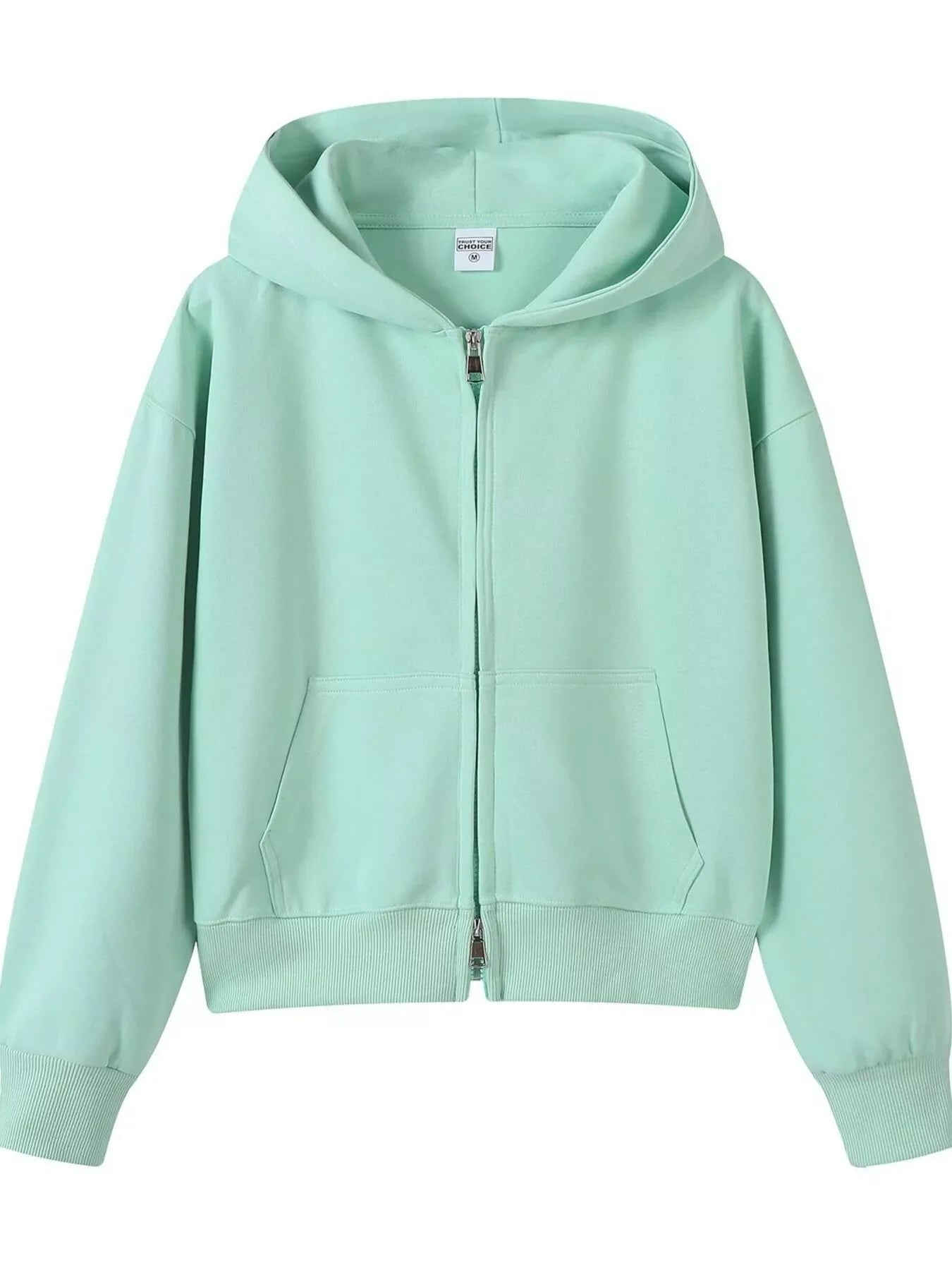 Full Size Casual Zip-Up Long Sleeve Hoodie Plus Size