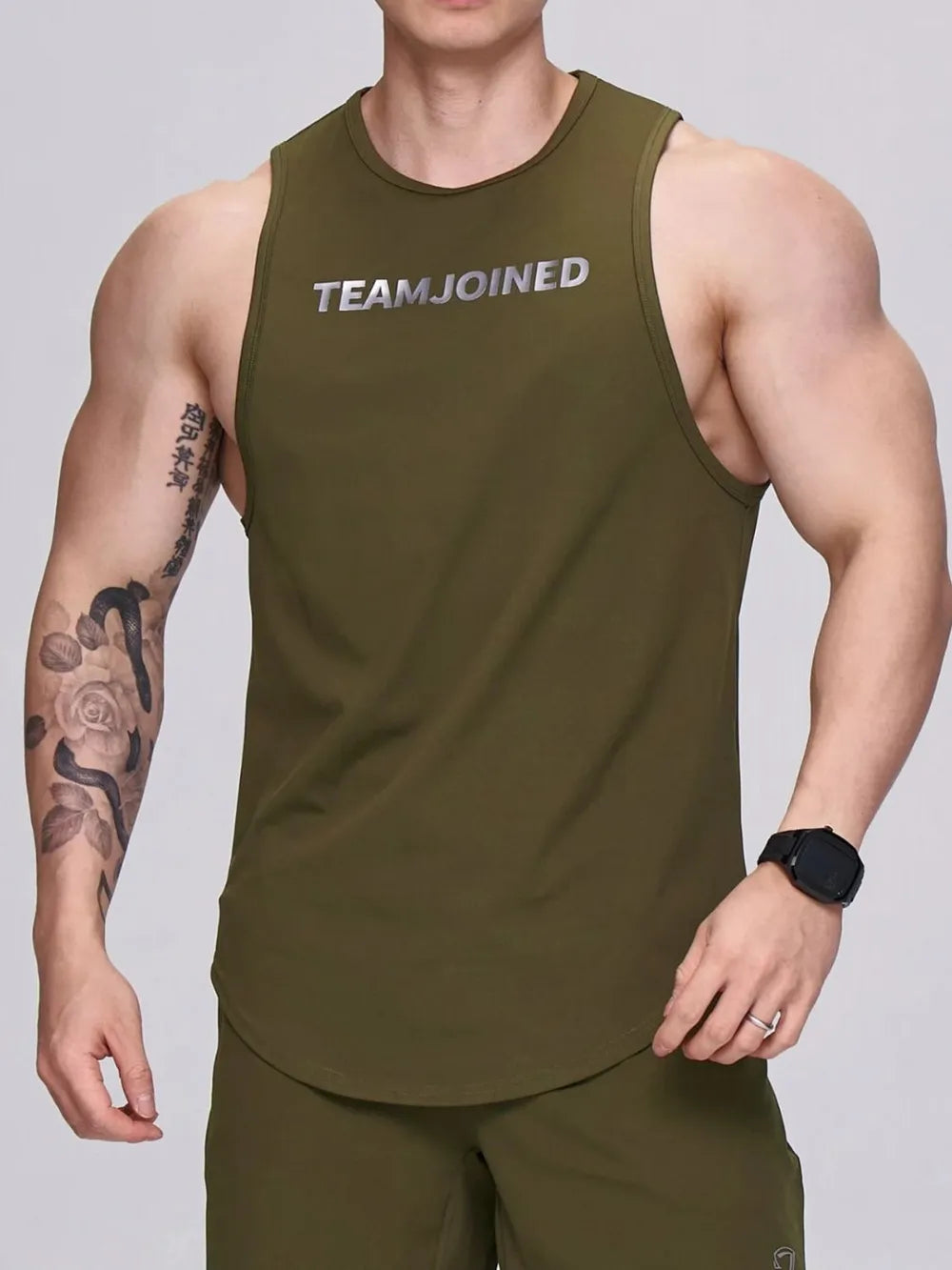 Men's Plus Size Letter Round Neck Active Tank
