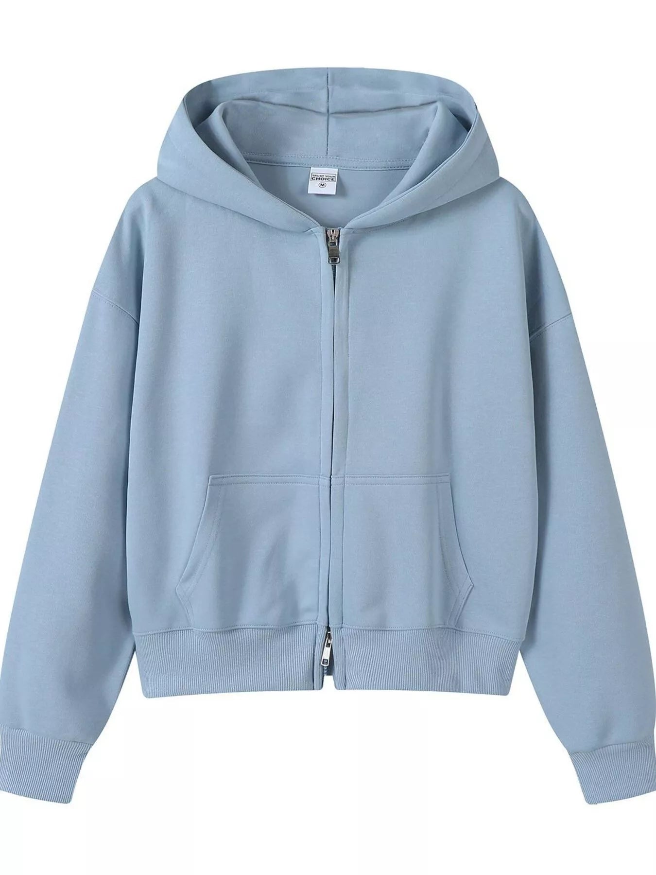Full Size Casual Zip-Up Long Sleeve Hoodie Plus Size