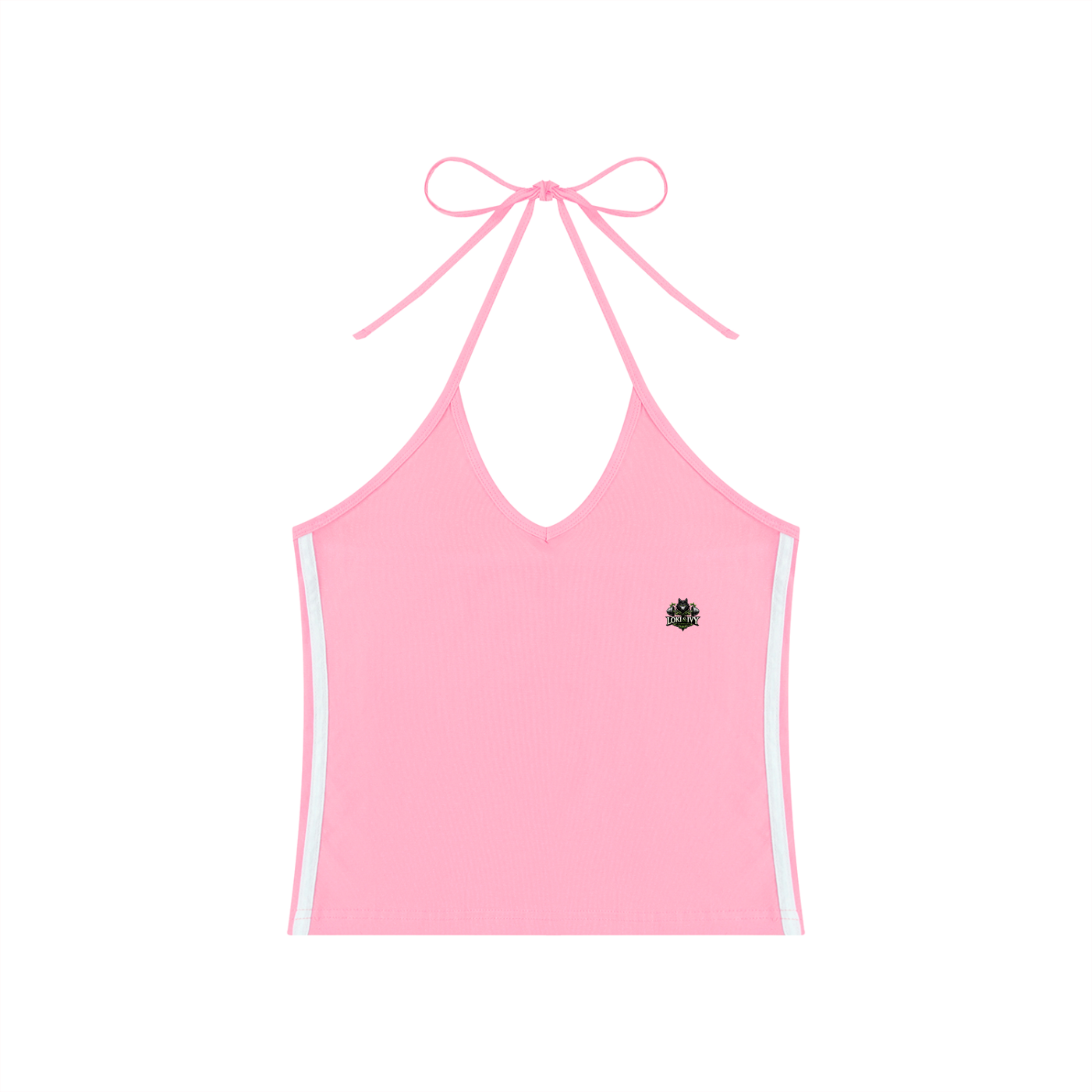 Loki & Ivy Women's Color Block Halter Crop Tank Top