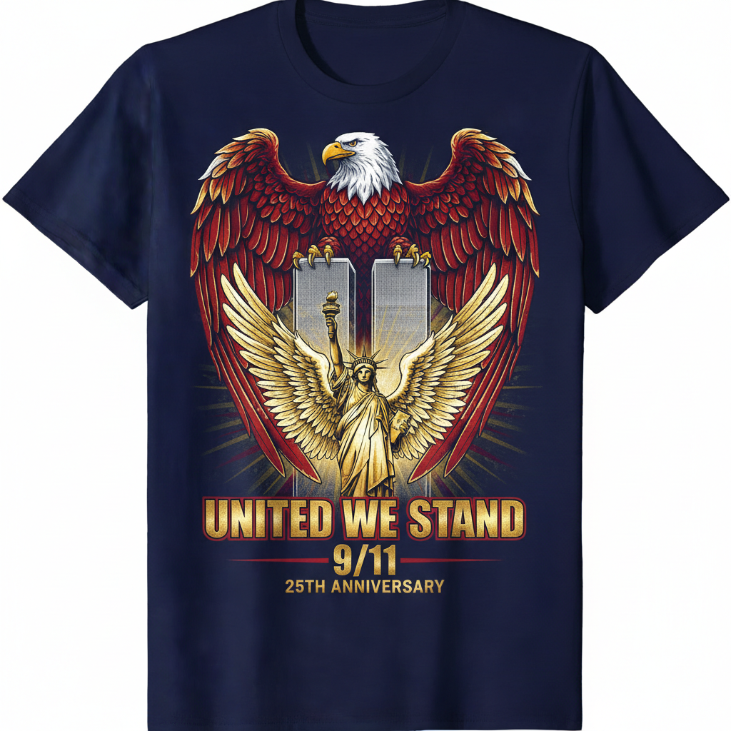 9/11 25th Anniversary United We Stand Eagle Tee - Patriotic Memorial Design