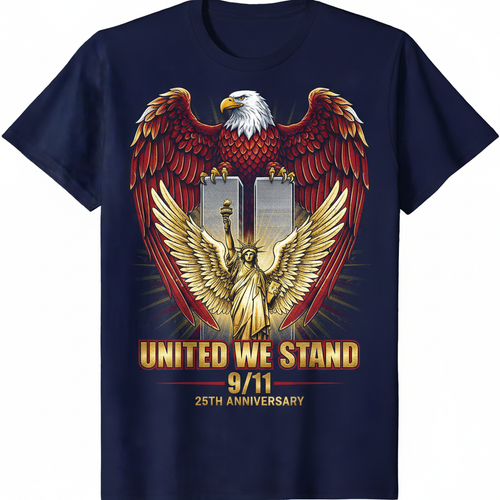 9/11 25th Anniversary United We Stand Eagle Tee - Patriotic Memorial Design