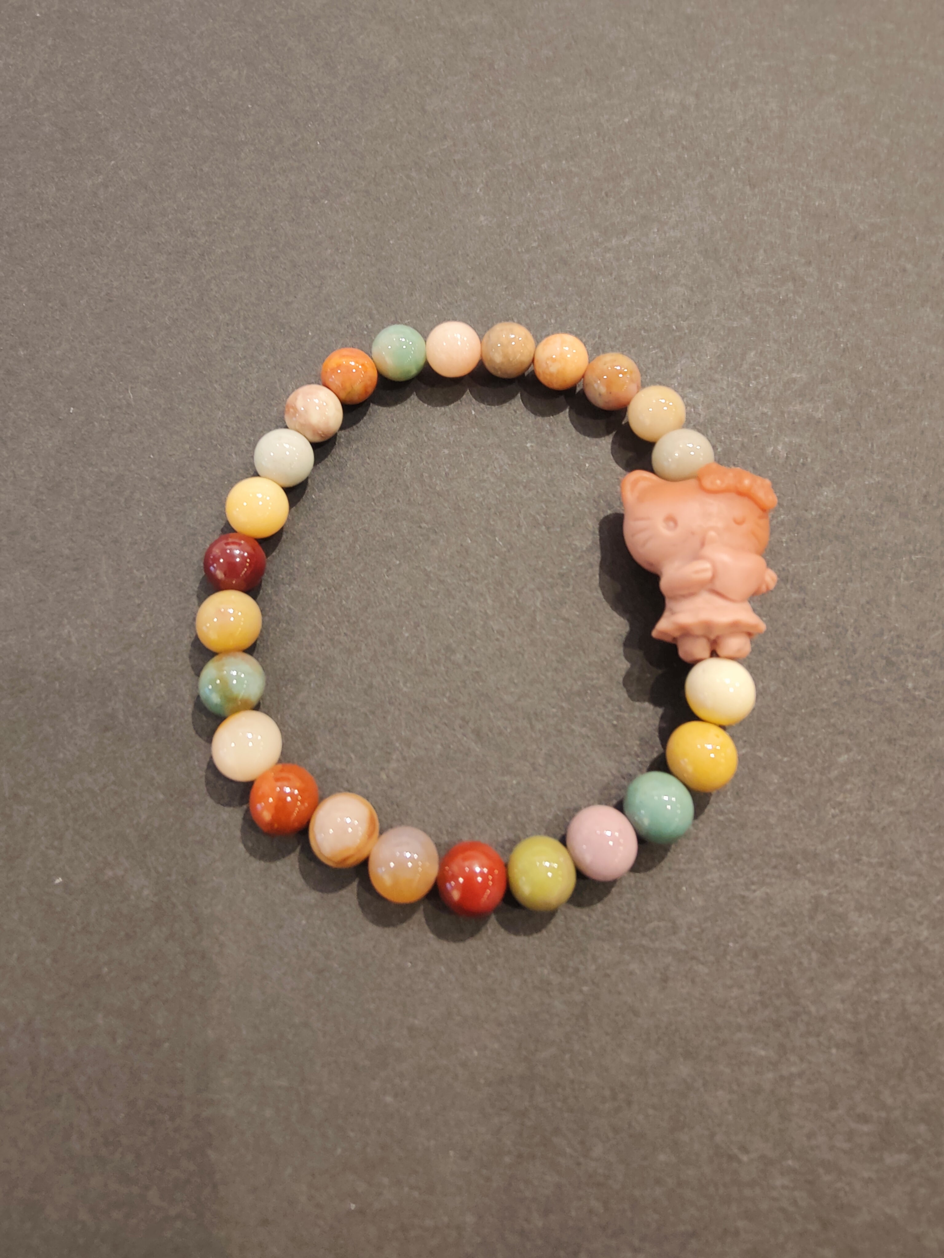 Jasper Multi-Color Bead Bracelet with Animal Charm