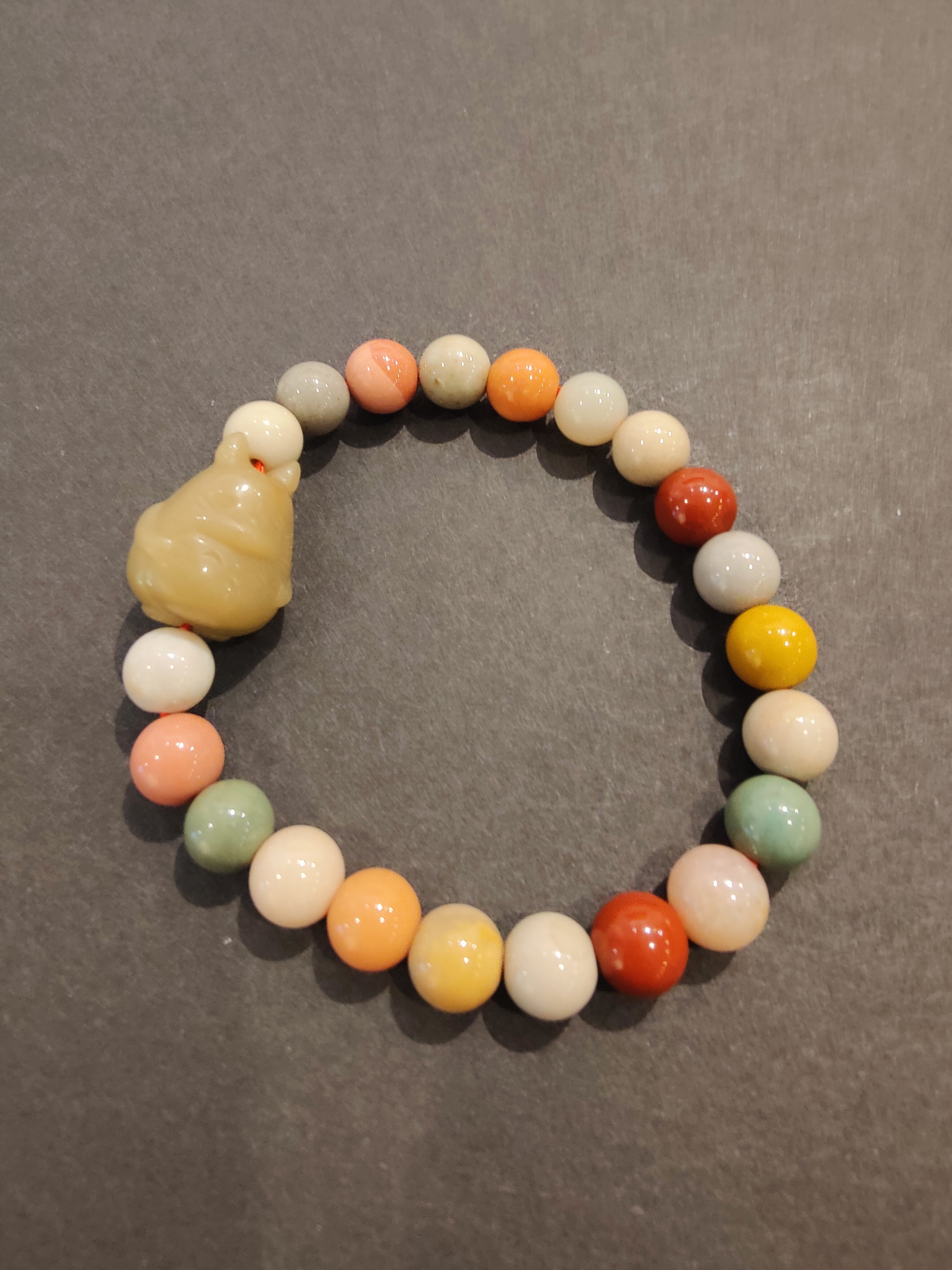 Jasper Multi-Color Bead Bracelet with Animal Charm
