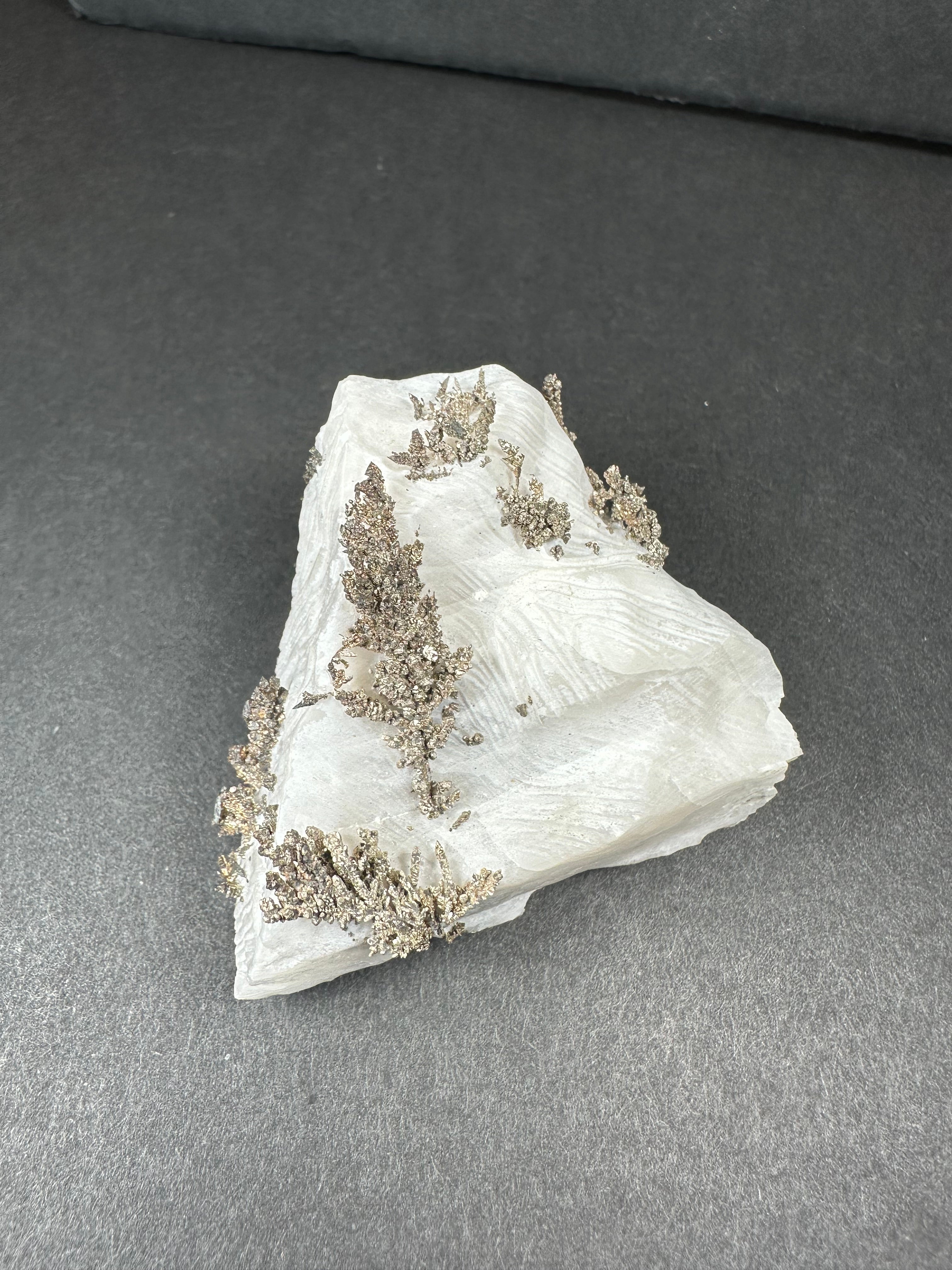 Native Dendritic Silver on Calcite from Morocco