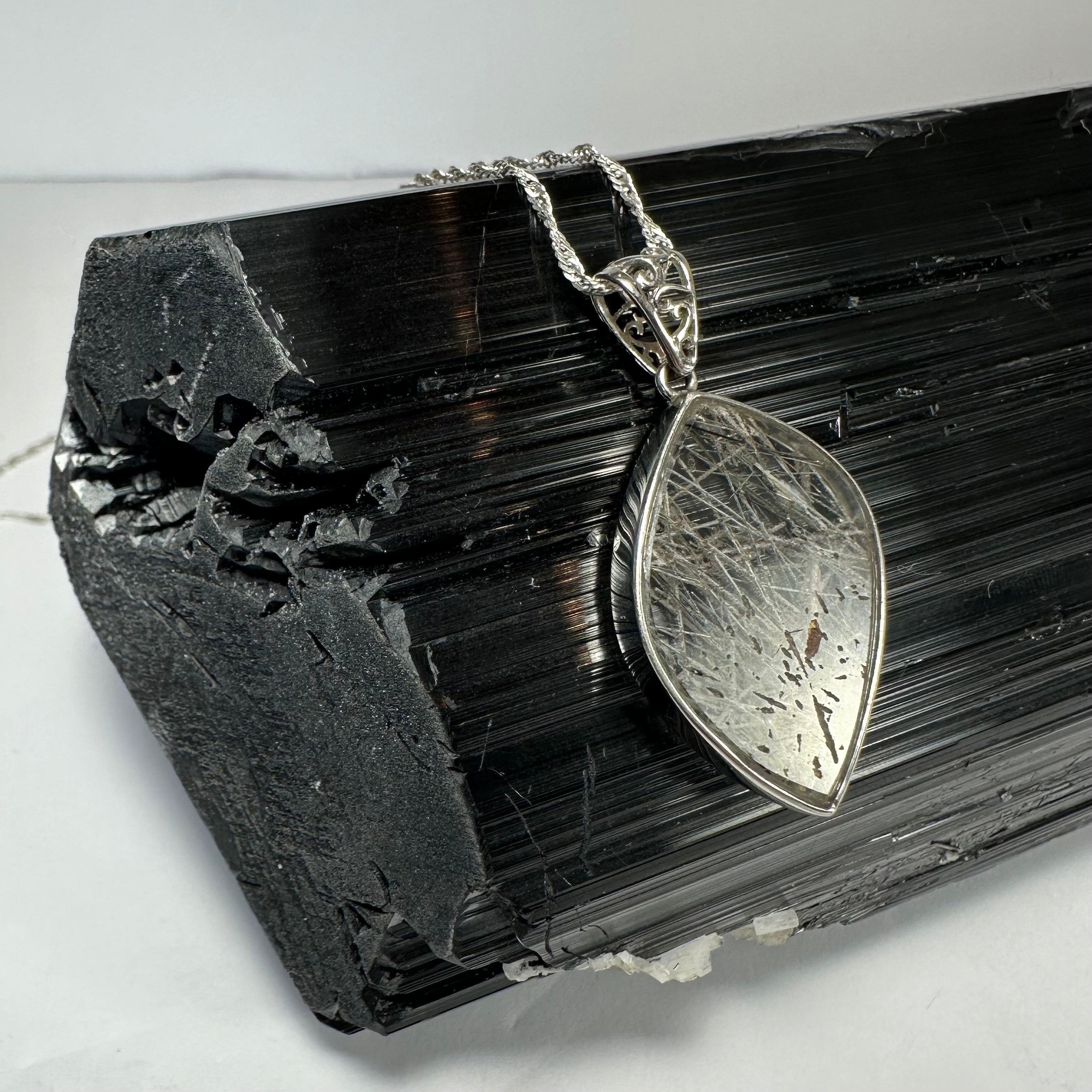 Rutilated Quartz Flame Pendant