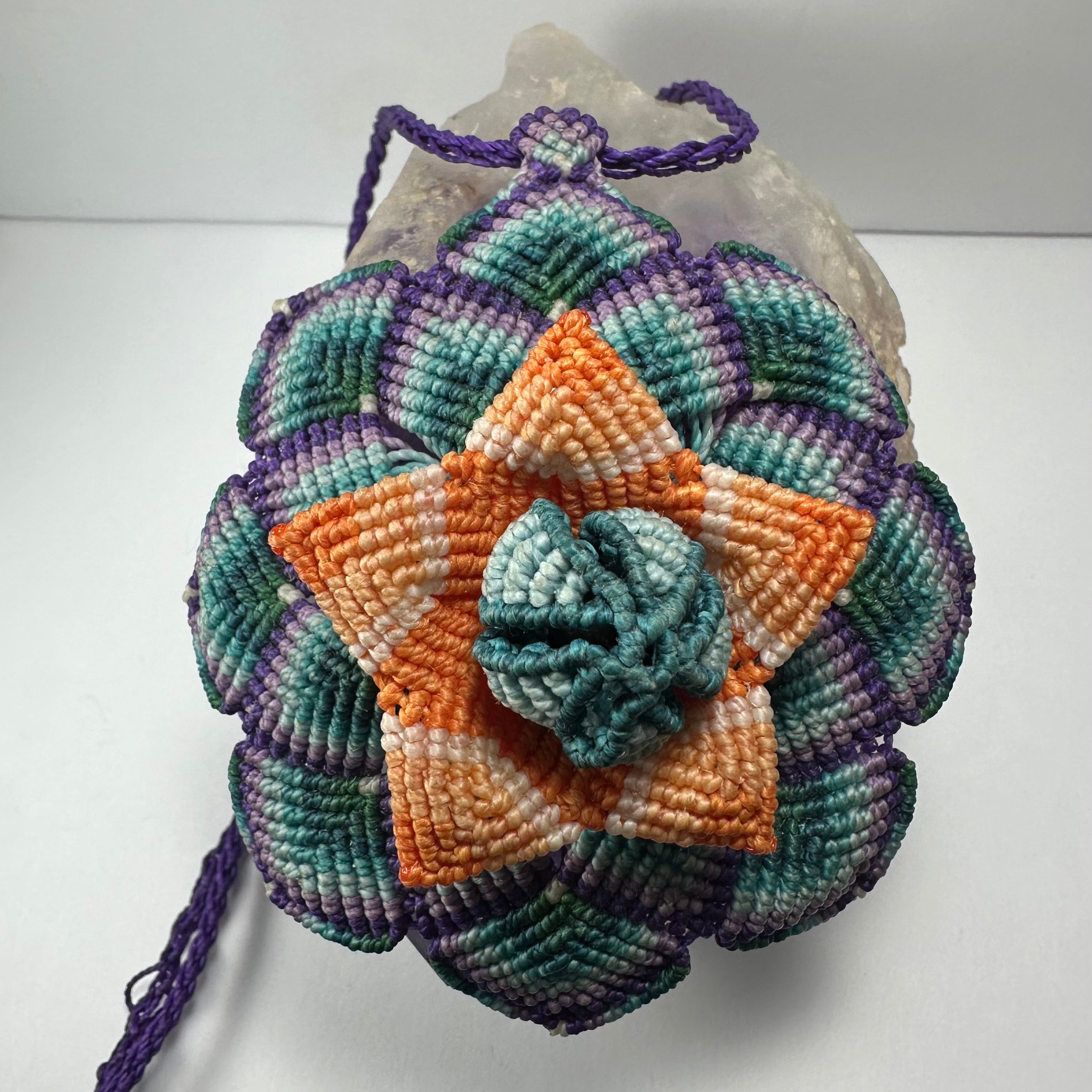 Hand-woven Flower Necklace with Hematite end