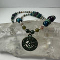 Bronze Patina 'Om' Pendant on Mixed Bead Necklace