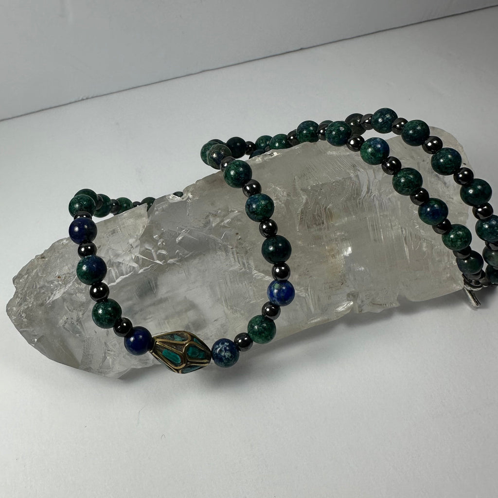 Handmade Tibetan Brass & Turquoise Necklace
