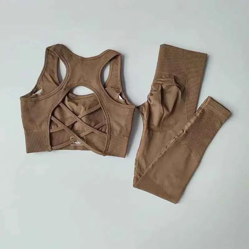 2PCS Women's Sports Bra & Leggings Yoga Set
