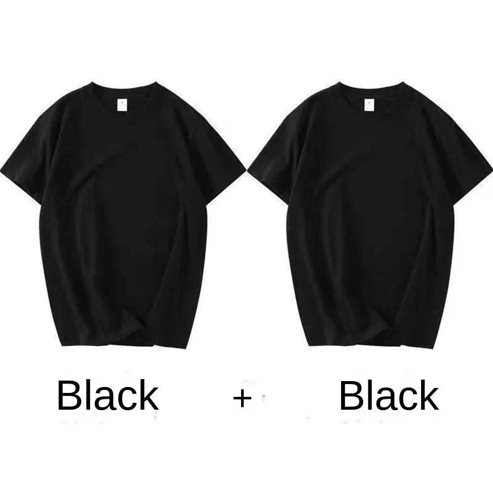 2-Pack Unisex Cotton White Loose Fit T-Shirts