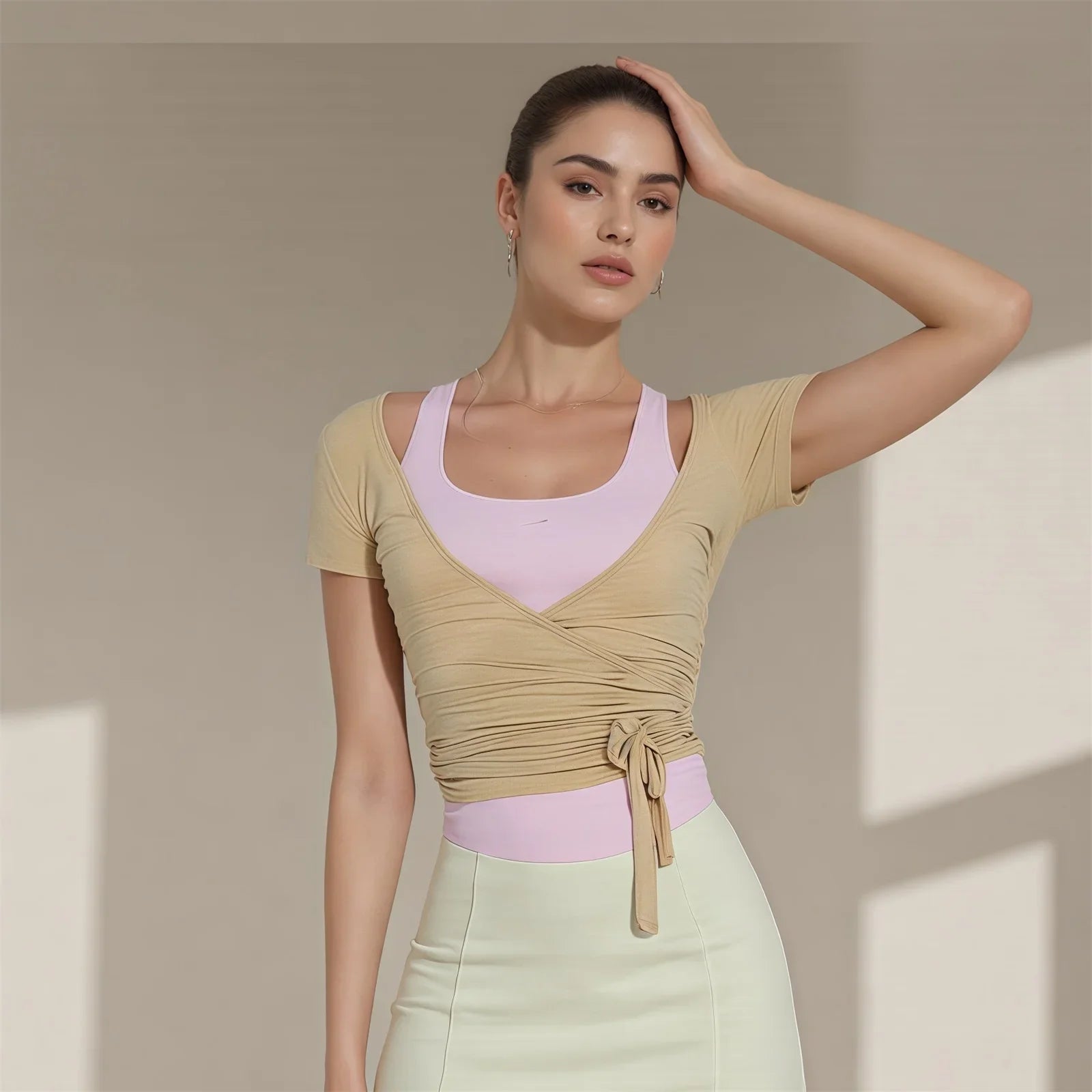 Chic Women's Athleisure V Neck Crop Top