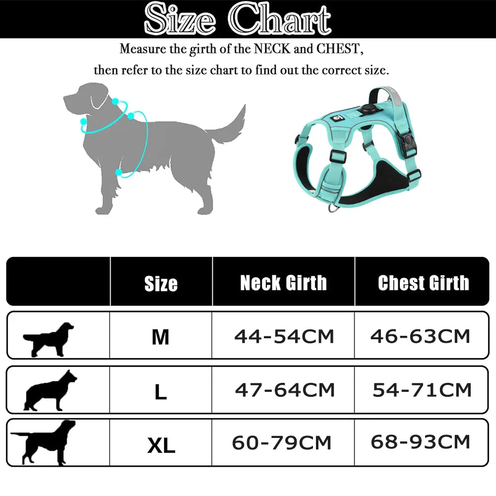 TrackSafe Reflective No-Pull Dog Harness & Leash Set