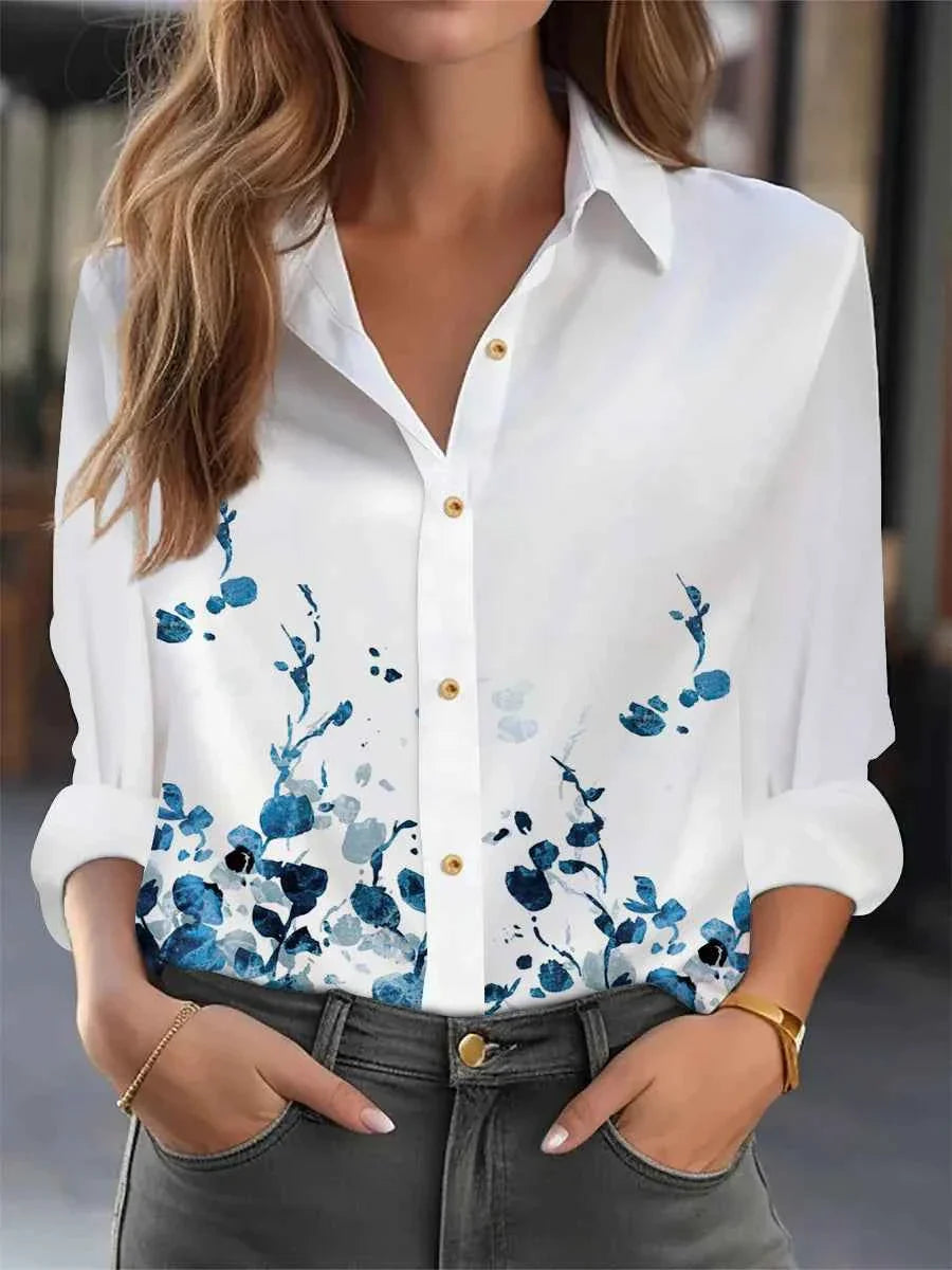 Elegant Loose Printed Blouse for Women
