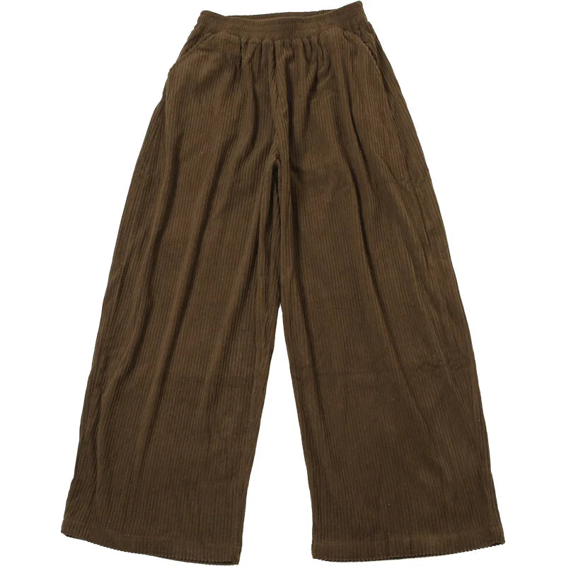 High Waist Corduroy Wide Leg Pants Women