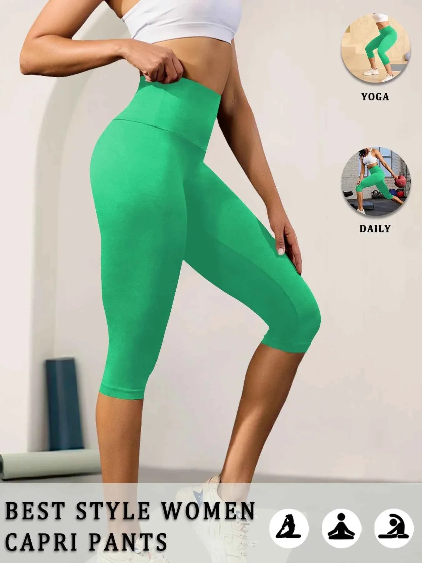High Waisted Capri Yoga Pants - Tummy Control