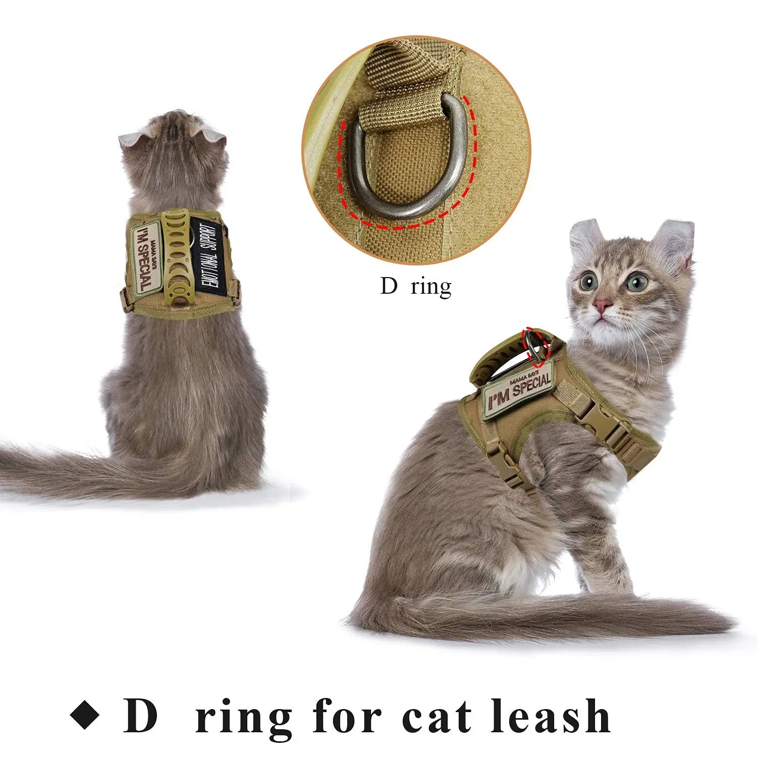 Tactical Cat Harness with 2 Patches Stickers Vest Harnesses