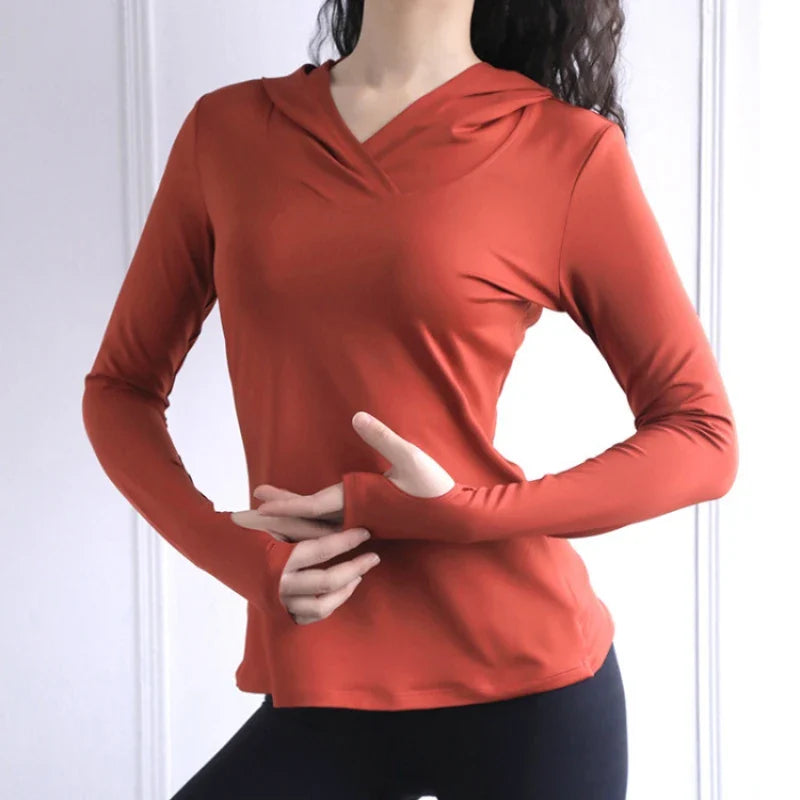 BreatheFit Women's Long Sleeve Yoga Hoodie Top