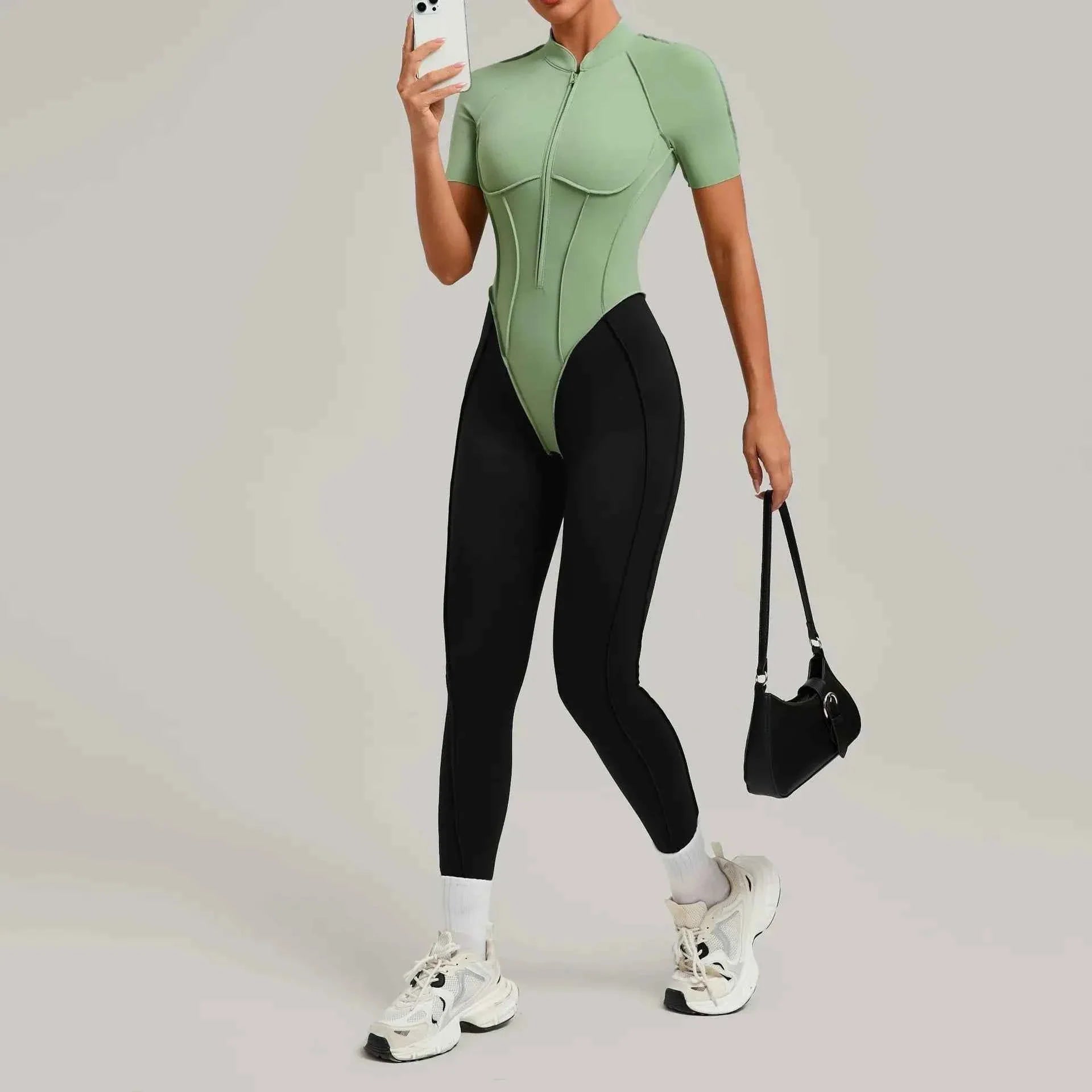 Color Blocked Women's Yoga Jumpsuit Tracksuit