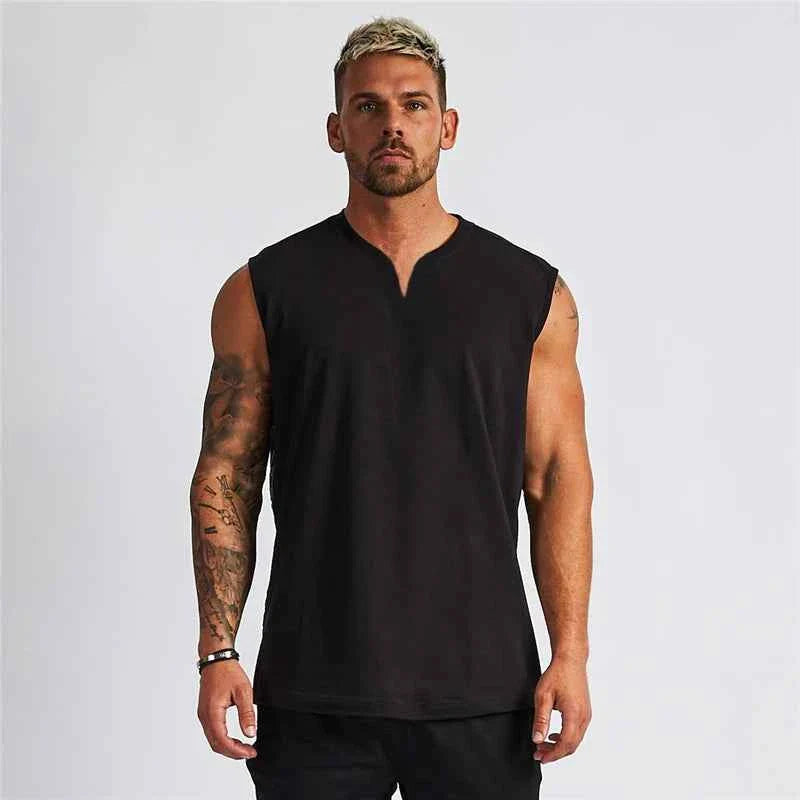 Cotton V-neck Gym Tank Top for Men