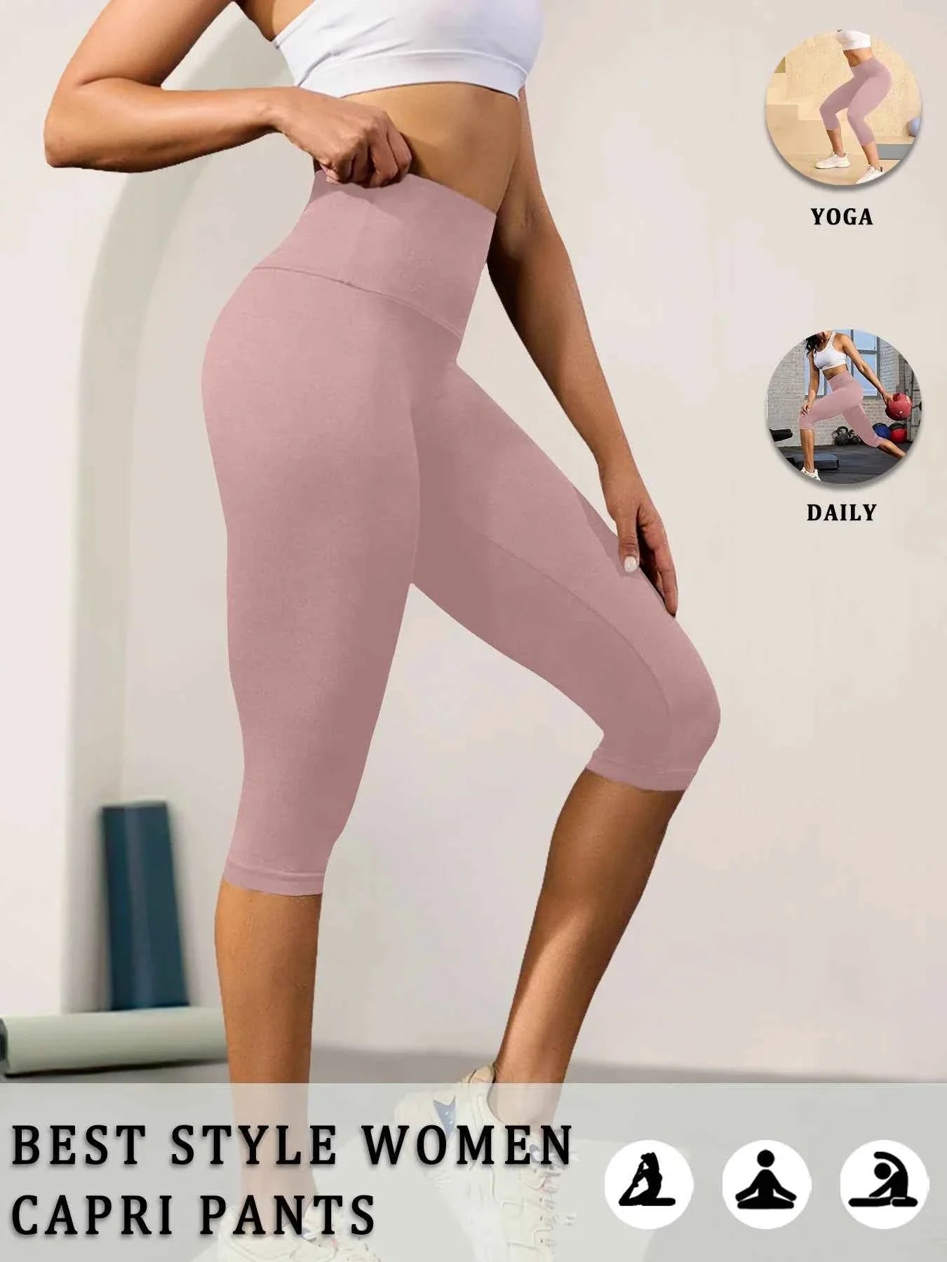High Waisted Capri Yoga Pants - Tummy Control