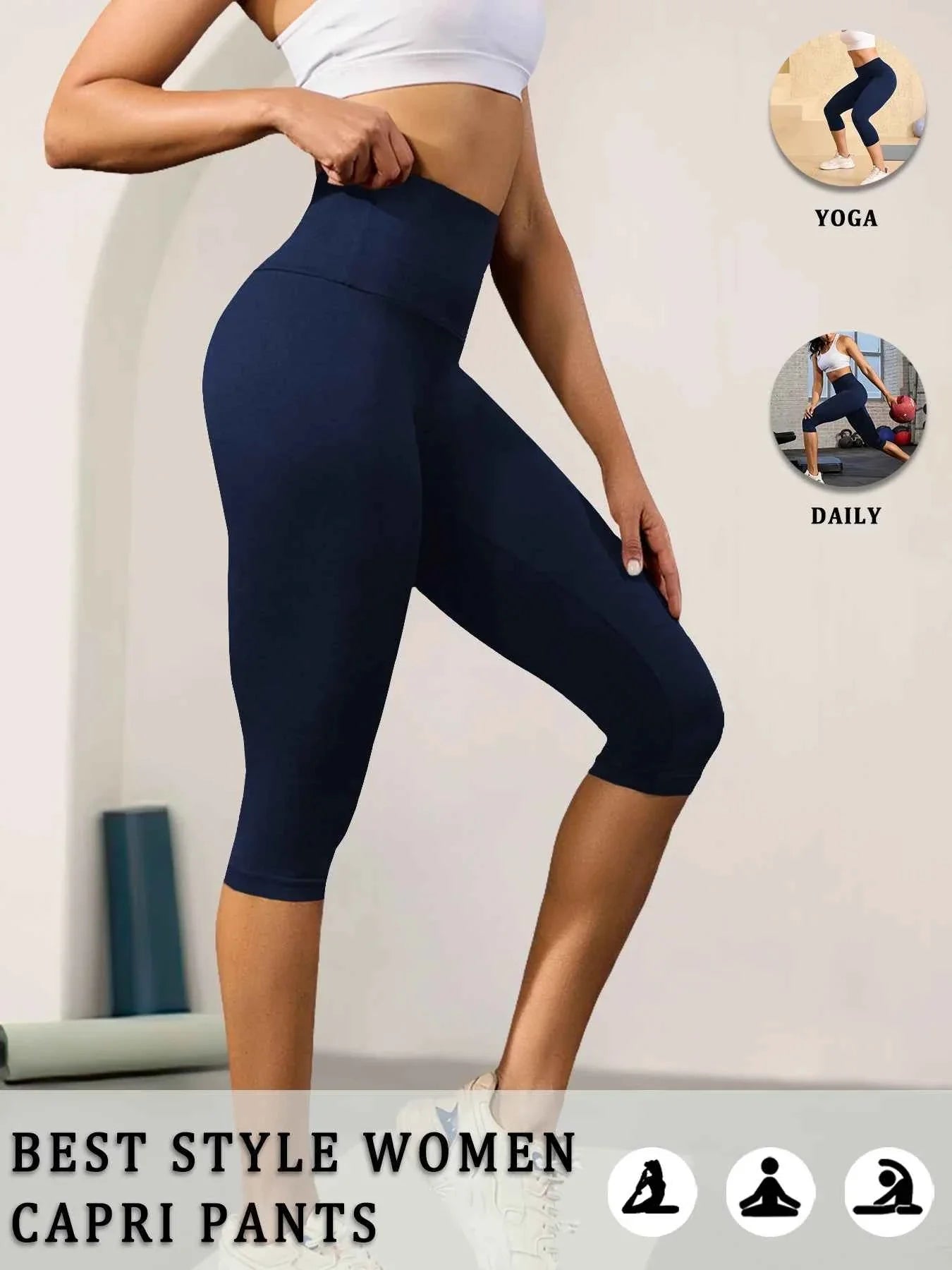 High Waisted Capri Yoga Pants - Tummy Control