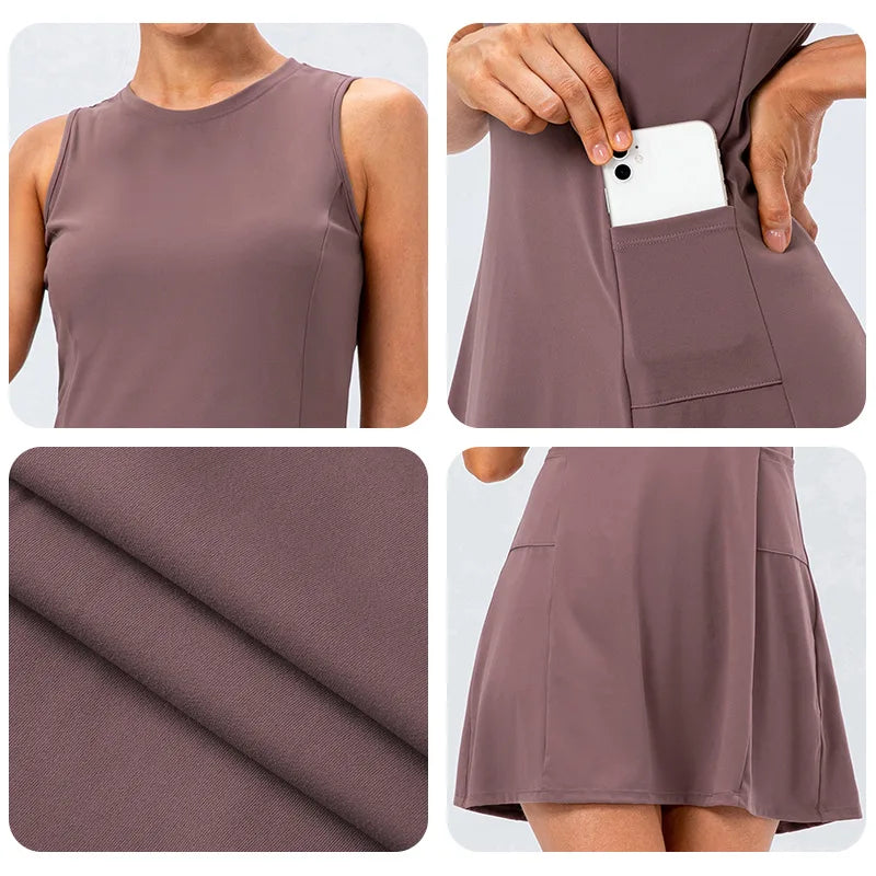 Women's Tennis Dress With Separate Shorts Sleeveless