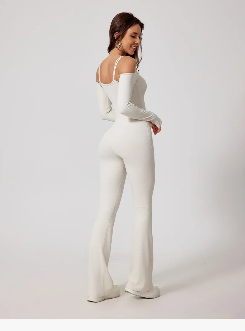 Yoga Jumpsuit Women's Sports Overalls Flared Trousers