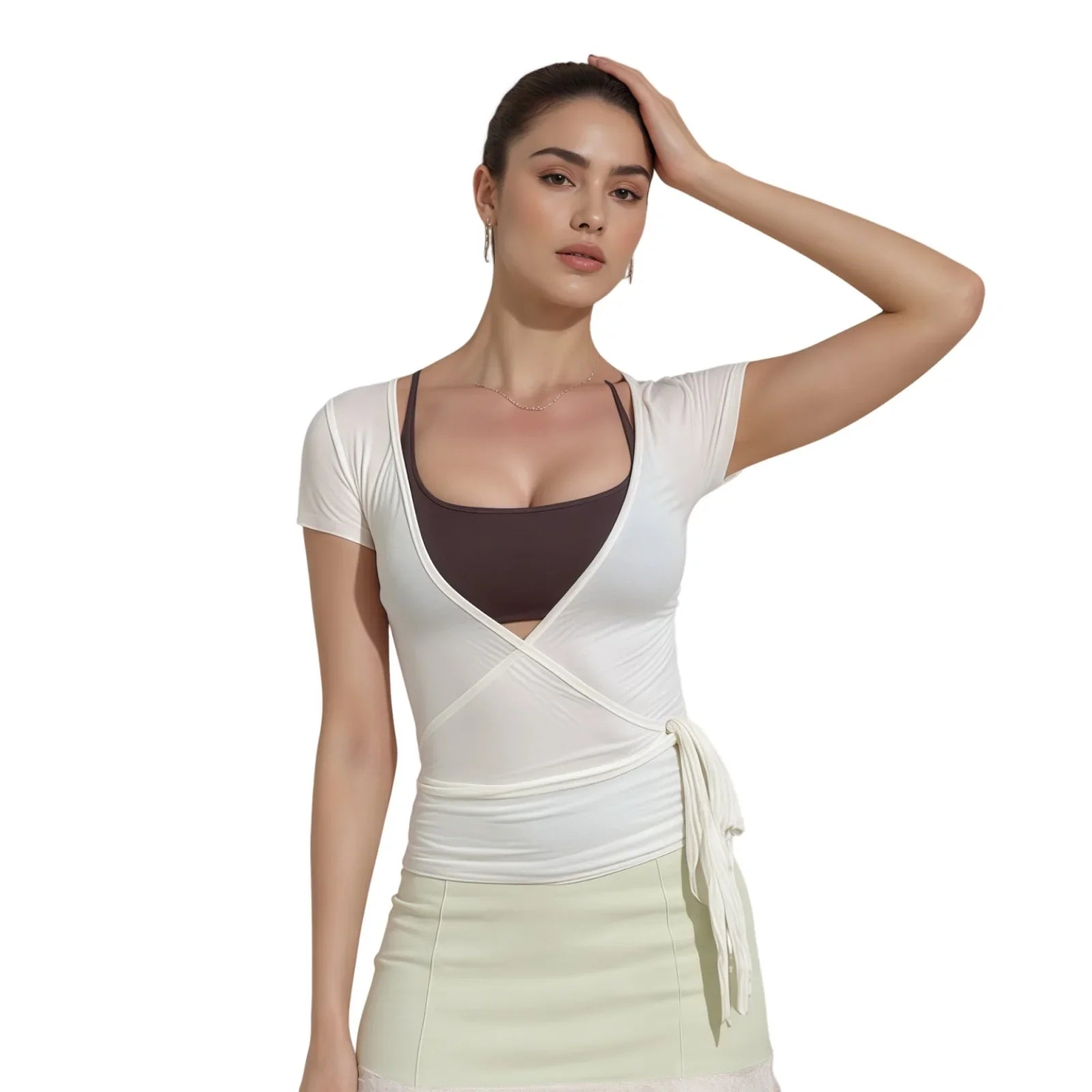 Chic Women's Athleisure V Neck Crop Top