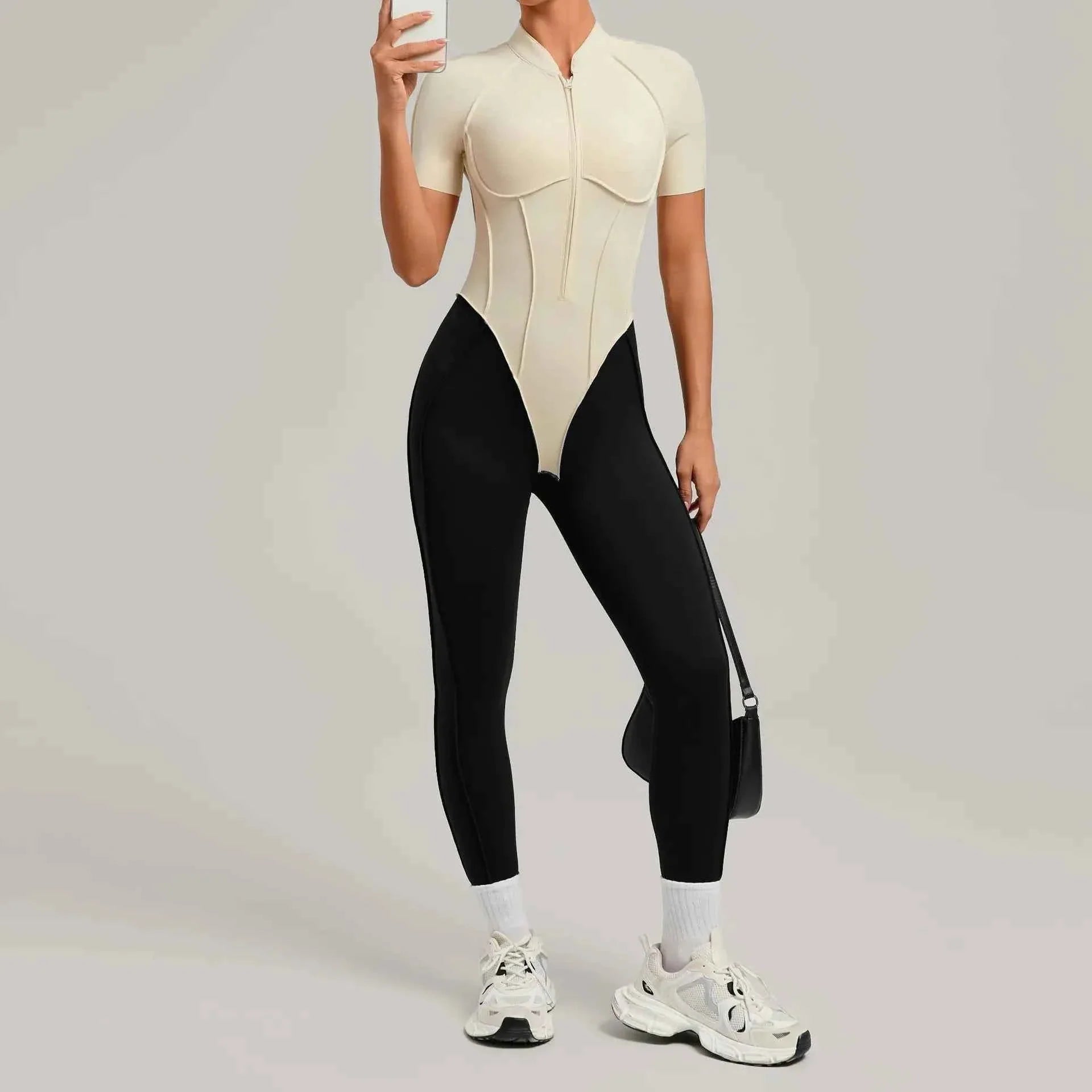 Color Blocked Women's Yoga Jumpsuit Tracksuit