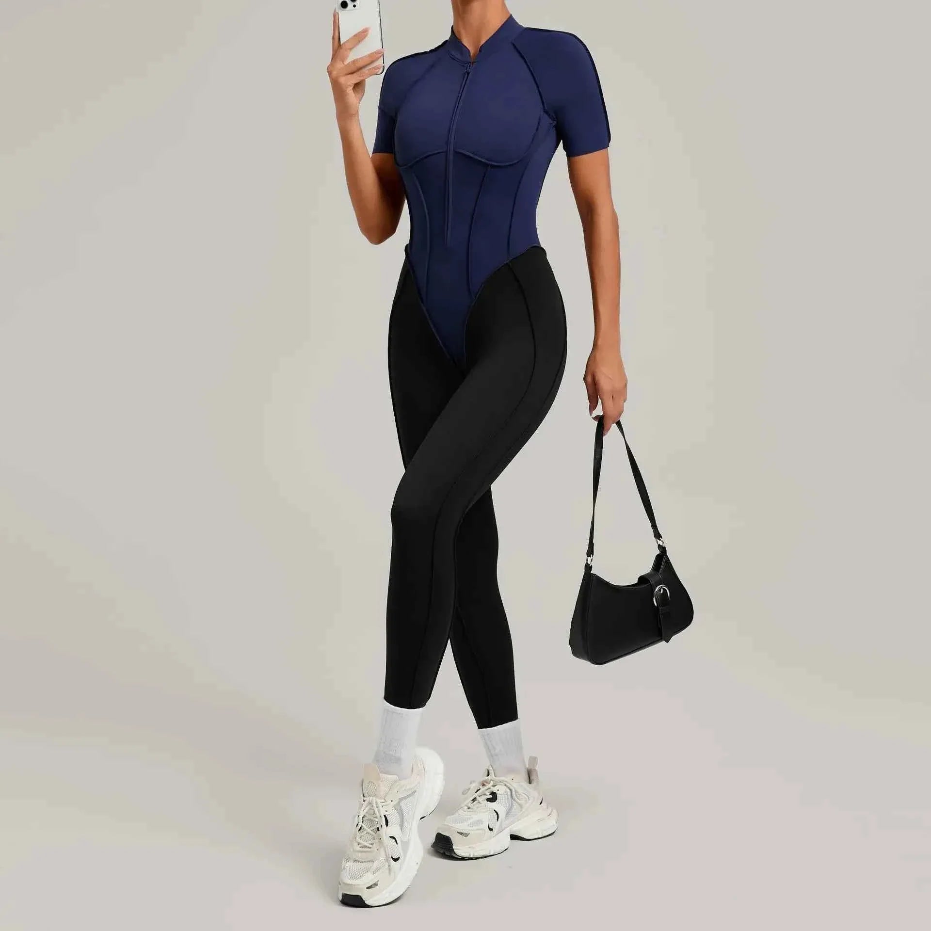 Color Blocked Women's Yoga Jumpsuit Tracksuit