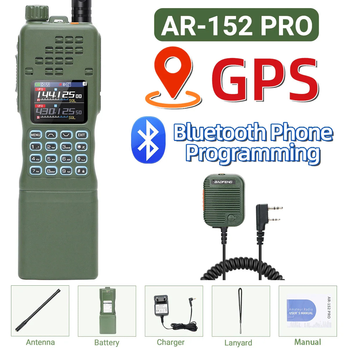 BAOFENG AR-152 PRO 10W GPS Bluetooth Programming
