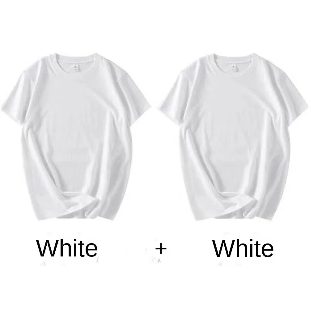 2-Pack Unisex Cotton White Loose Fit T-Shirts