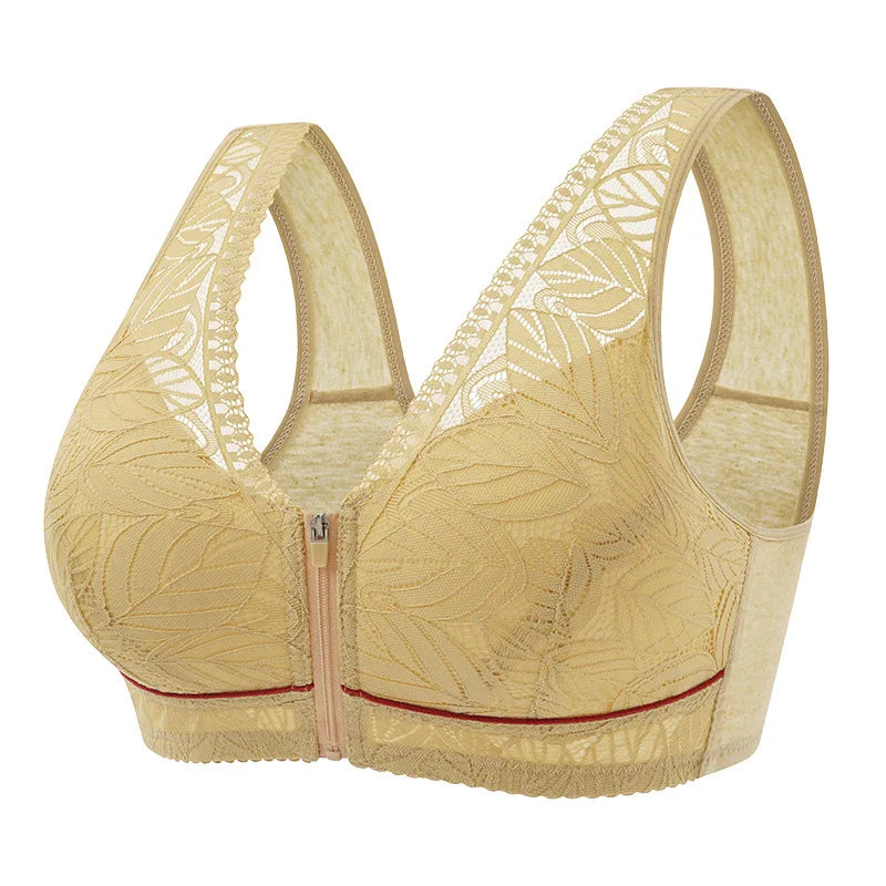 Breathable Lace Front-Zip Sports Bra S-6XL