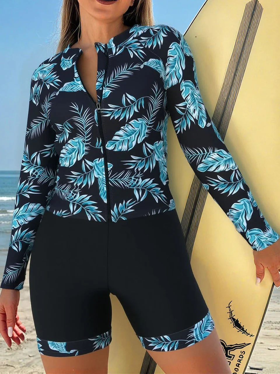 Long Sleeve Zipper Surfing Swimsuit Set