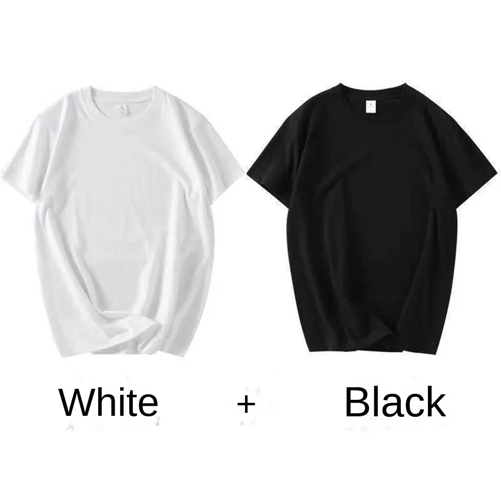 2-Pack Unisex Cotton White Loose Fit T-Shirts