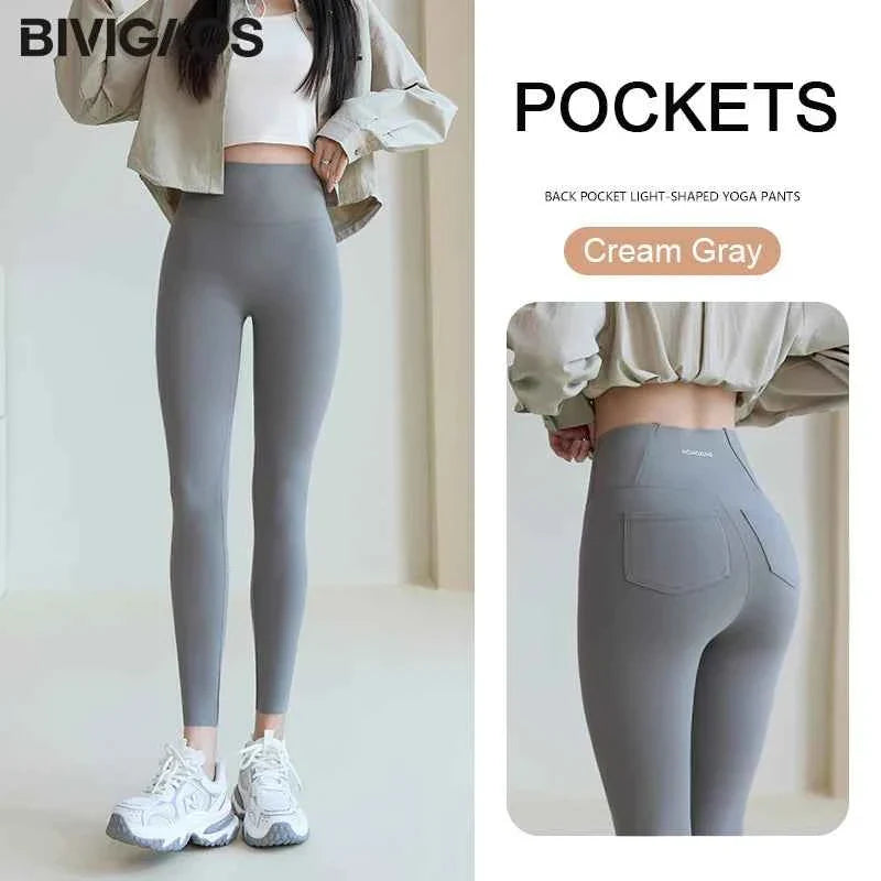 BIVIGAOS Women's Sharkskin Leggings - White