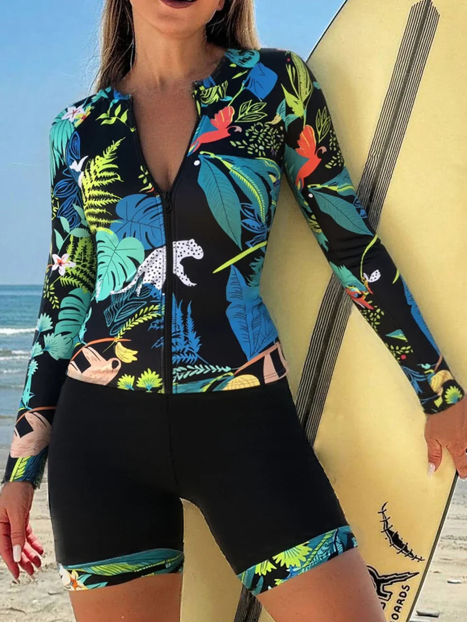 Long Sleeve Zipper Surfing Swimsuit Set