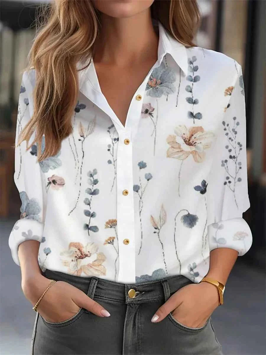 Elegant Loose Printed Blouse for Women