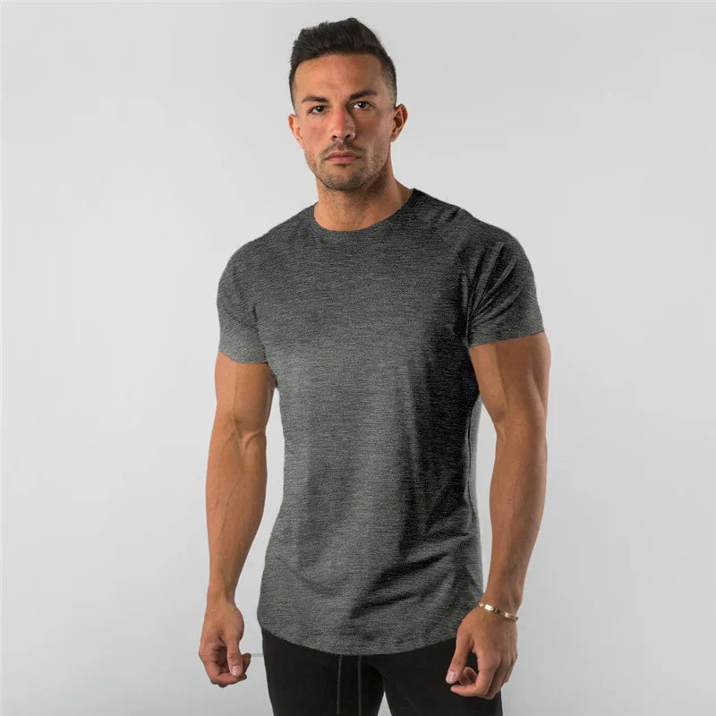 Cotton Plain Tops Tees Fitness Mens
