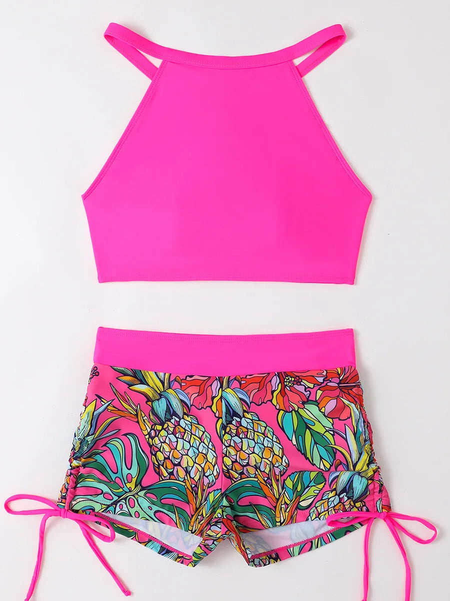 High Waist Women's Drawstring Bikini Swimsuit