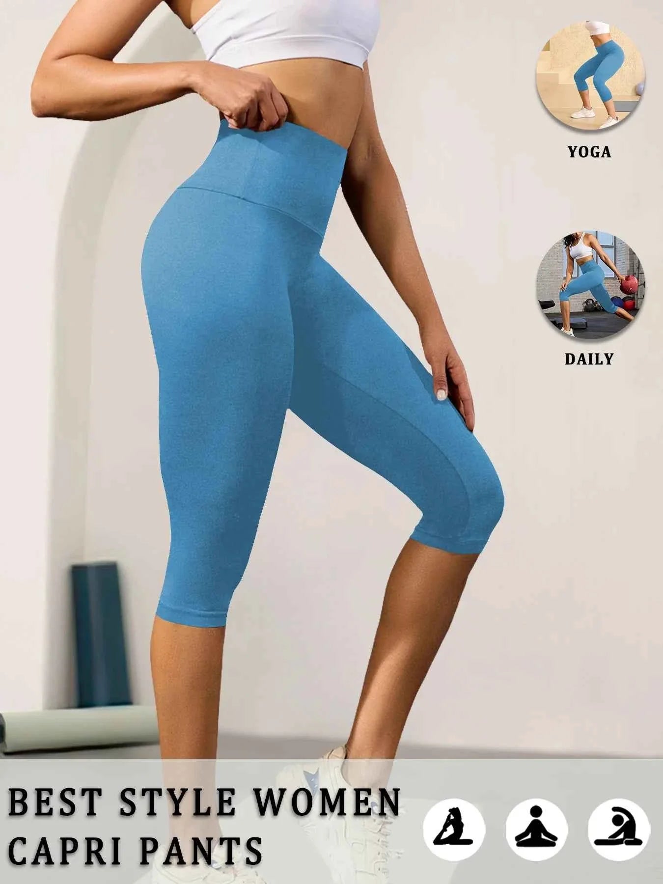 High Waisted Capri Yoga Pants - Tummy Control