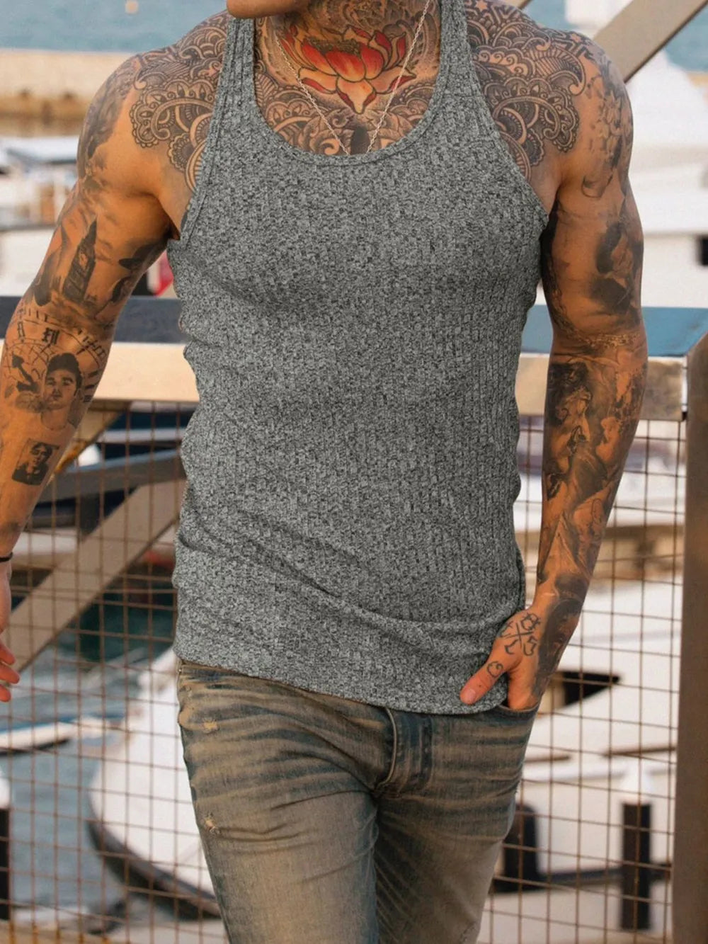 Men's Plus Size Round Neck Tank