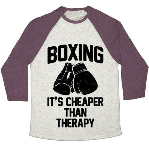 BOXING IT'S CHEAPER THAN THERAPYTRI-BLEND BASEBALL TEE