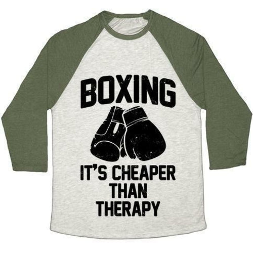 BOXING IT'S CHEAPER THAN THERAPYTRI-BLEND BASEBALL TEE