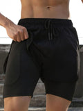 Men's Drawstring Active Shorts with Built-In Compression Liner