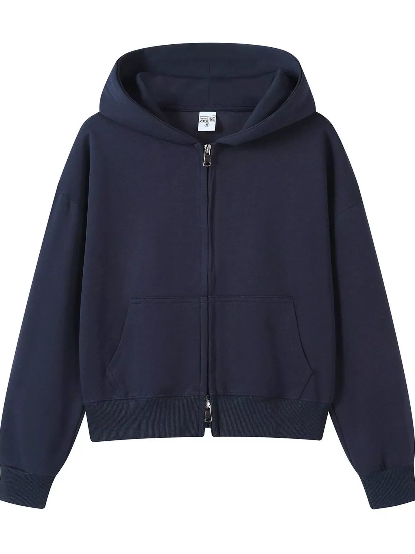Full Size Casual Zip-Up Long Sleeve Hoodie Plus Size