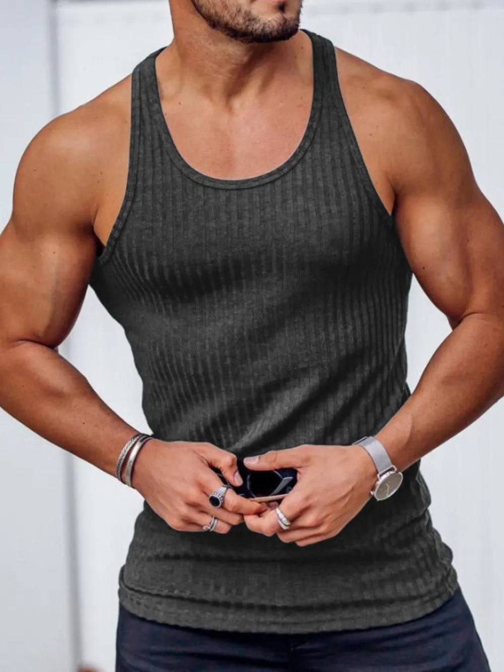 Men's Plus Size Round Neck Tank