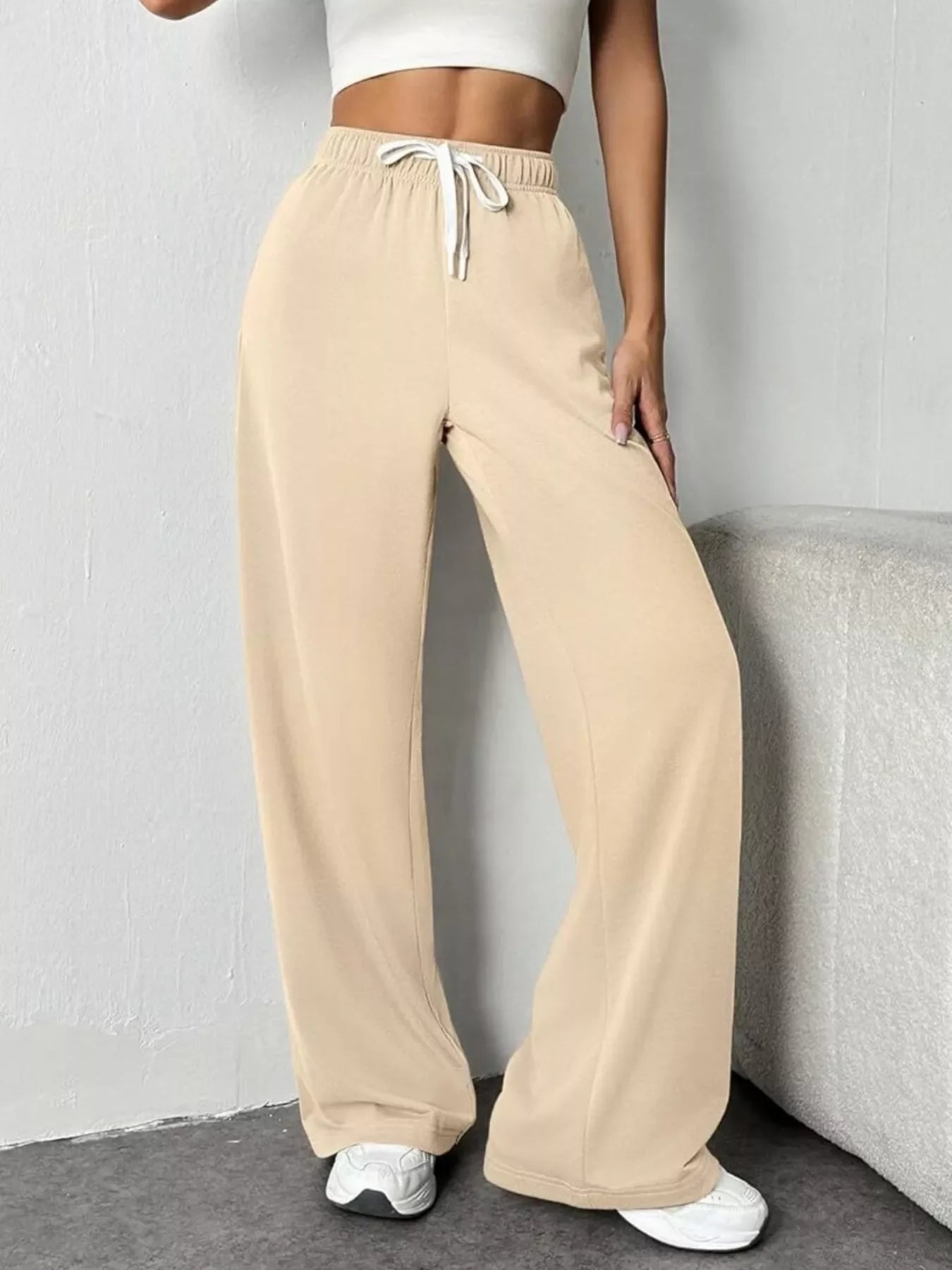 Drawstring Wide Leg Pants